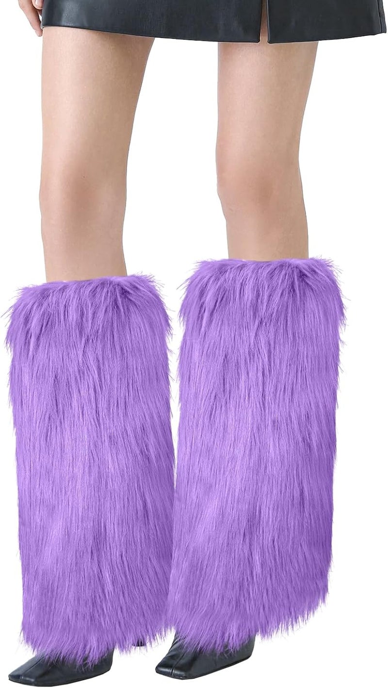 XEPST Faux Fur Fuzzy Leg Warmers Furry Boot Covers for Women, Warm Fuzzy Boot Cuff Boot Sleeves Leg Warmers for Party Costume - Image 1